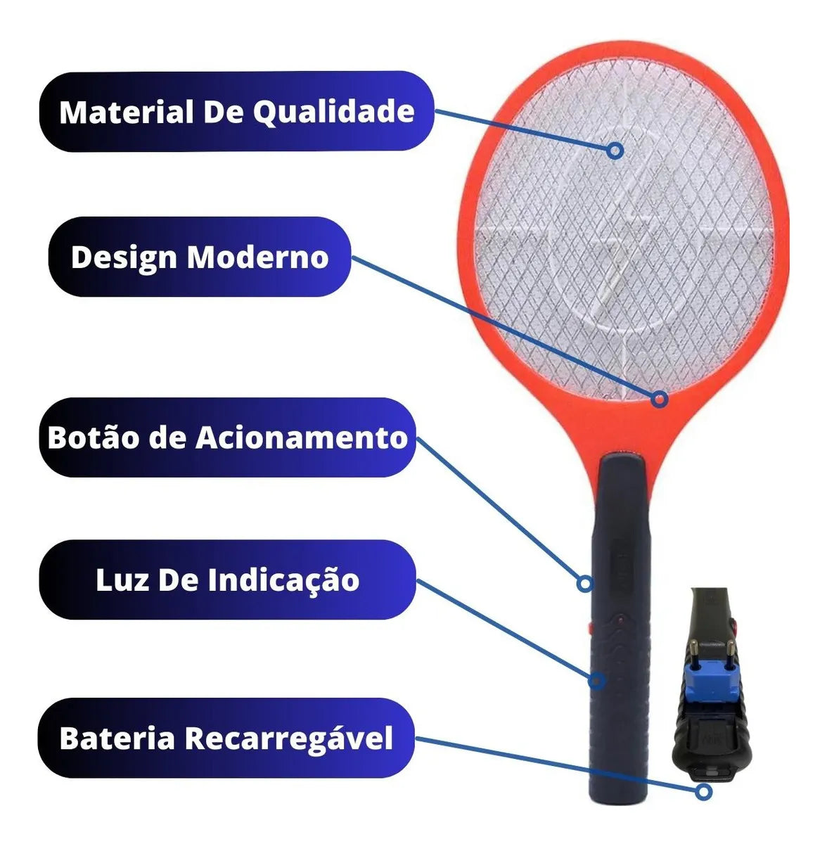 Raquete Elétrica MATA mosquito Recarregável