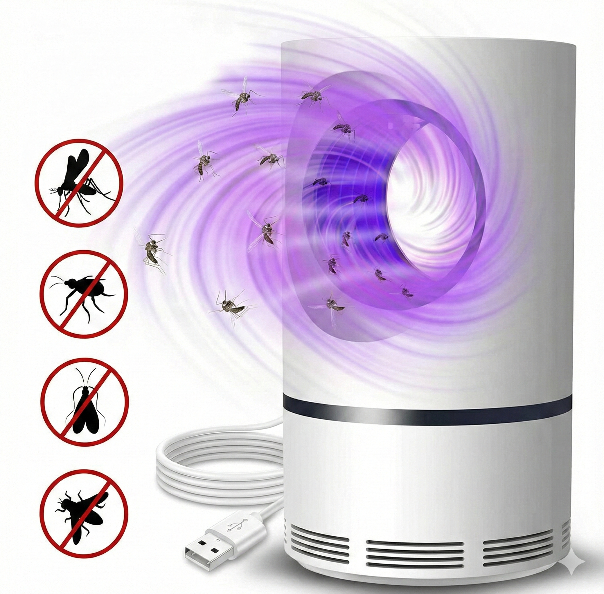 Armadilha UV pernilongos e insetos EFICAZ sucção silenciosa